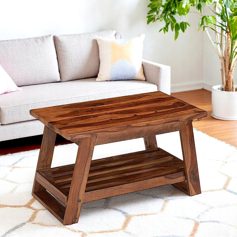 Axeron Sheesham Wooden Center Table - Brown media 3