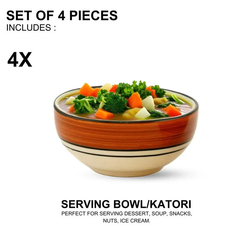 Savora Ceramic Snack Bowls (Brown, 180 mL Each) - Set Of Four media 3