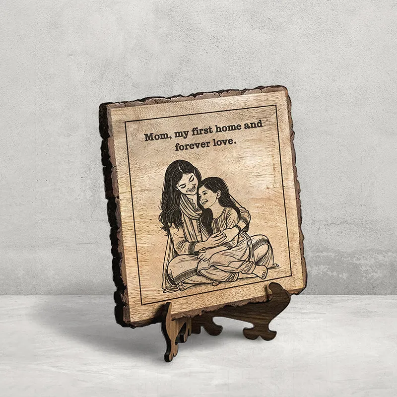 Mom Is My First Home Wood Showpiece - Square media 3