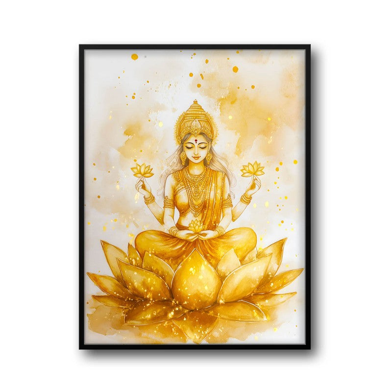 Padma Lakshmi Spiritual Archival Paper Wall Painting With Frame - Black media 5