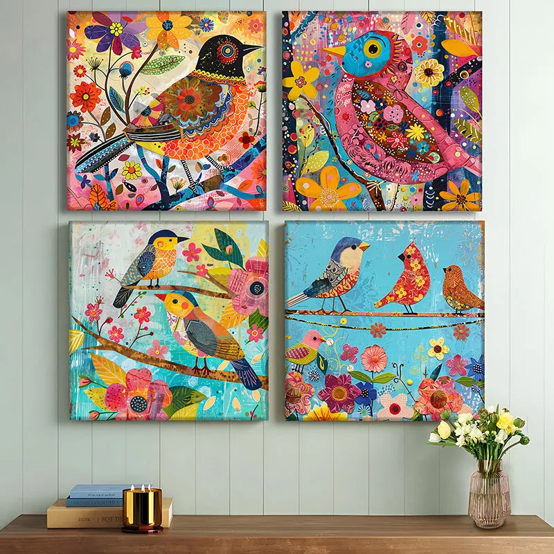 Vibrant Birds I Wall Art - Set Of Four media 1