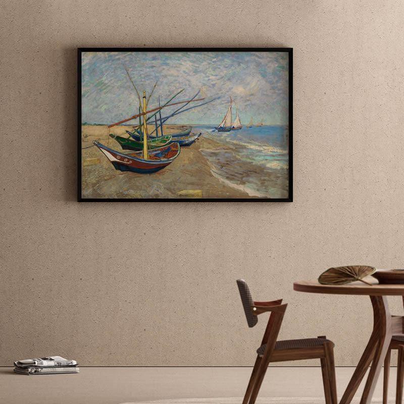 Fishing Boats By Vincent Van Gogh - Black Frame