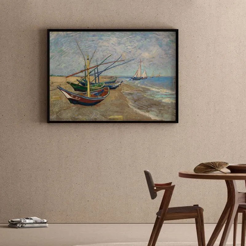 Fishing Boats By Vincent Van Gogh - Black Frame media 1