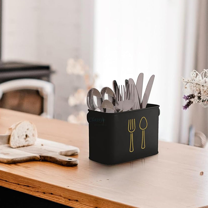 Fork & Order Metal Cutlery Holder - Black media 3
