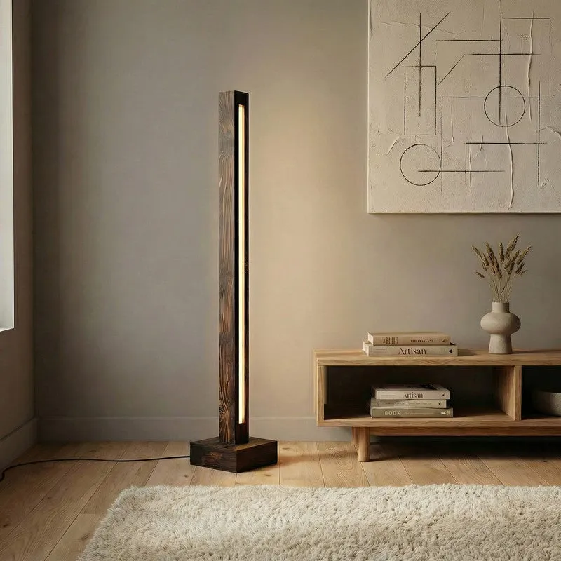 MinimalRay Wooden Floor Lamp - Brown media 3