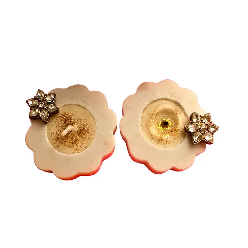 Festive Blossom Glow Holders (Off White) - Set Of Two media 3