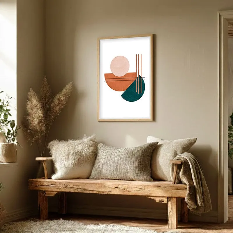 Linear Pulse Canvas Wall Painting With Brown Frame media 3