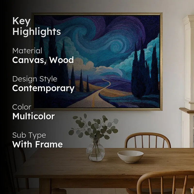 Golden Nebula Canvas Wall Painting With Frame media 2