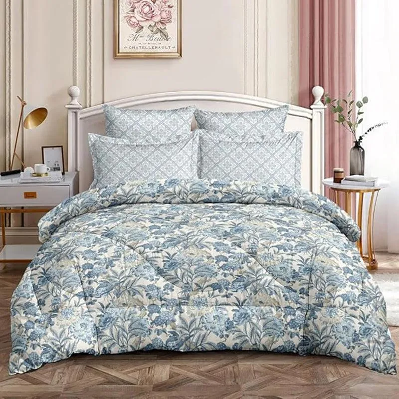 Tropical Blues Floral Microfiber Comforter - 150 GSM media 1