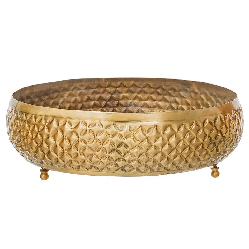 Artisan Hammered Metal Urli - Gold media 4