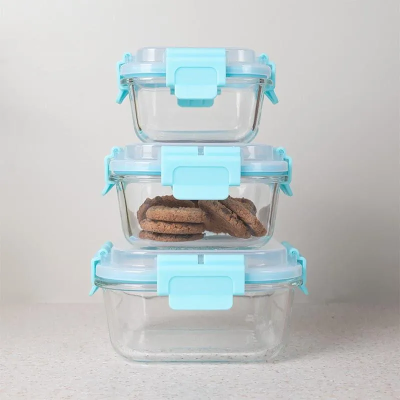 Flavour Tight Square Lunch Box - Transparent & Blue media 3
