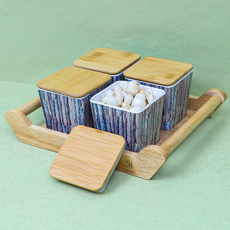 Navina Condiment Container With Tray (450 mL Each) - Five Piece Set media 4