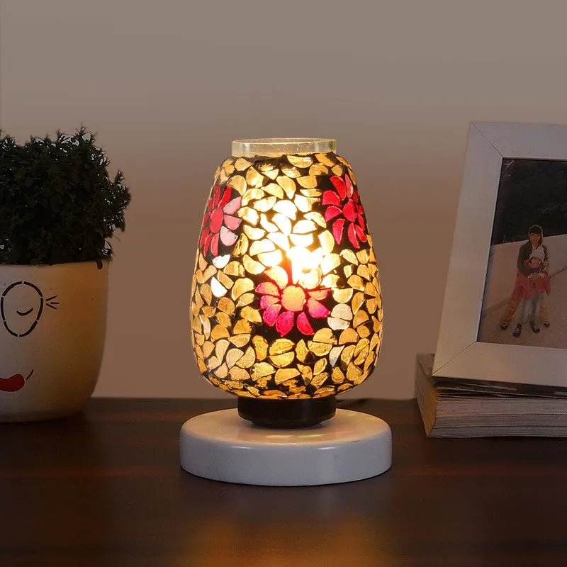 Luxomia Mosaic Glass Table Lamp With Wooden Base - Multicolor media 3