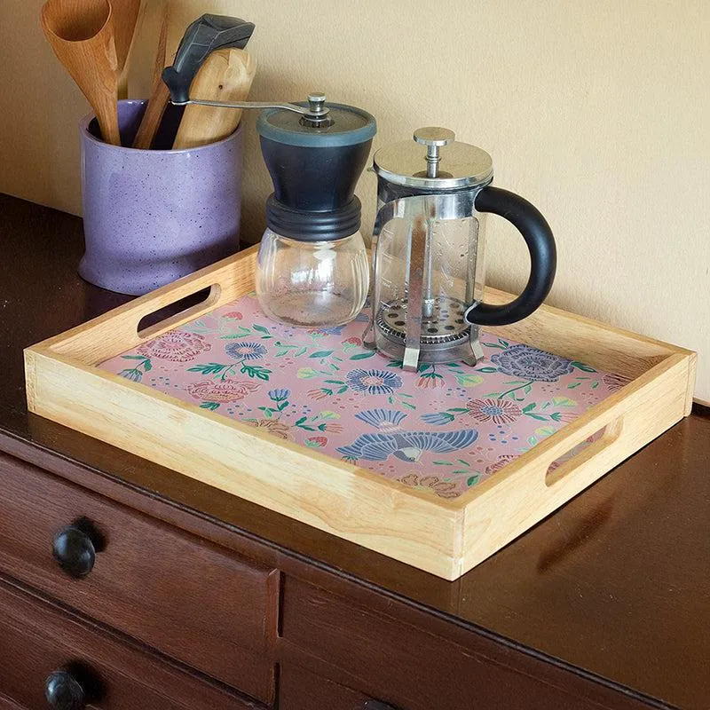 Buds & Blooms Wood Serving Tray media 1