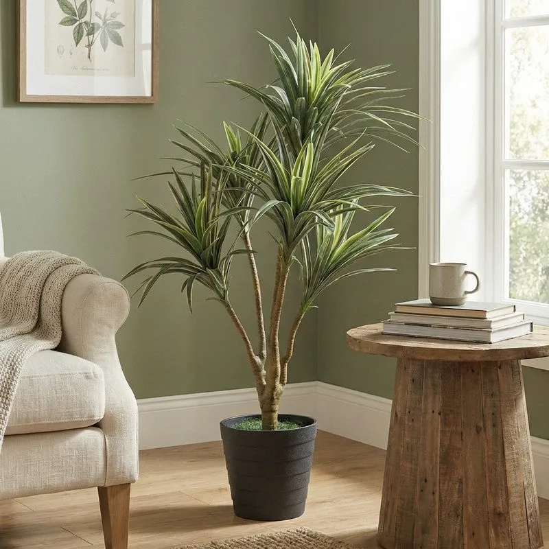 Zylo Artificial Red Green Yucca Plant With Black Plastic Pot 3 ft media 3
