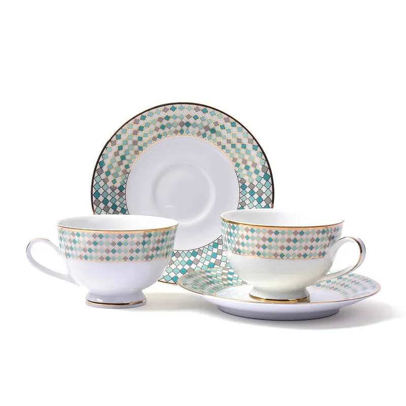 Christolite 24k Gold Brushed Porcelain Tea Cup & Saucer (280 mL) - Set of Six media 8