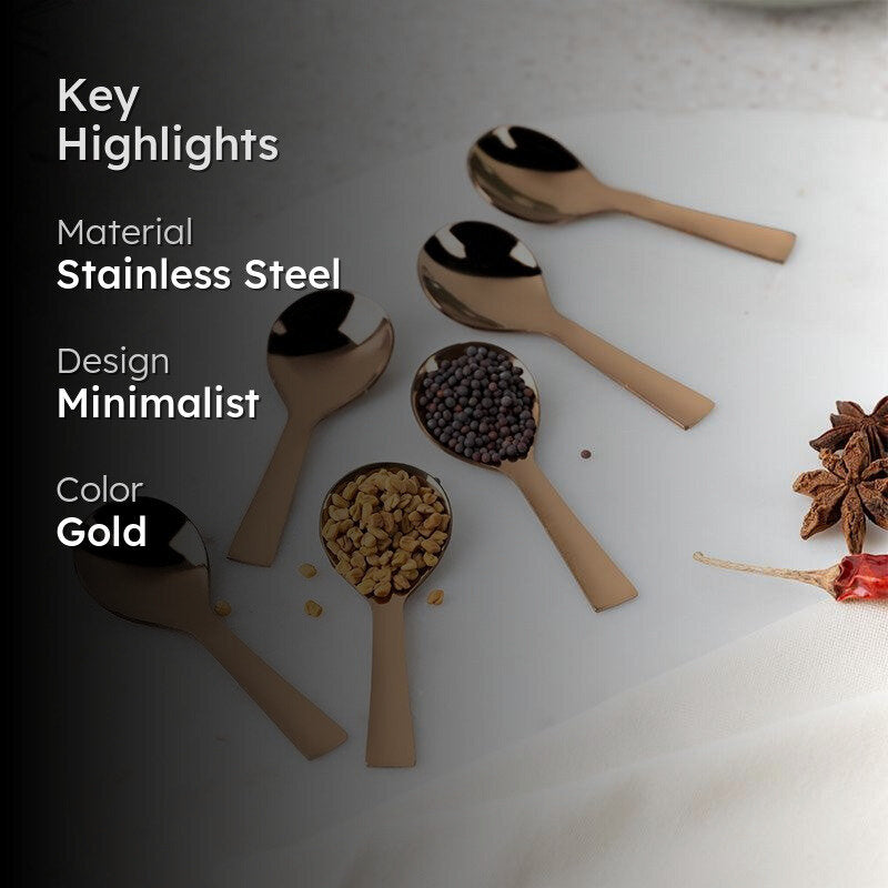 Umava Premium Gold Stainless Steel Masala Spoon Set of 6 image 2