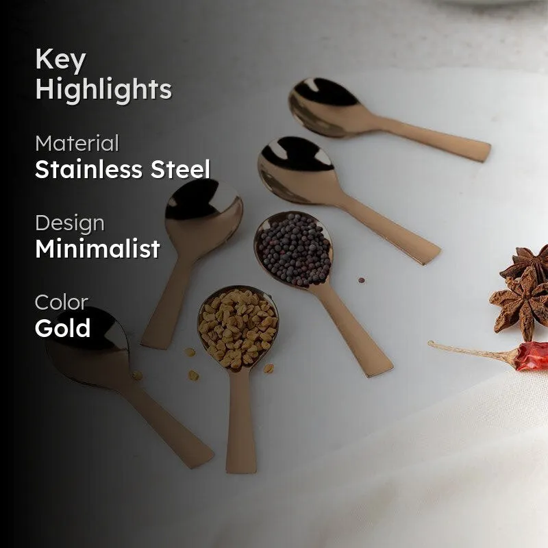 Umava Premium Gold Stainless Steel Masala Spoon Set of 6 media 2