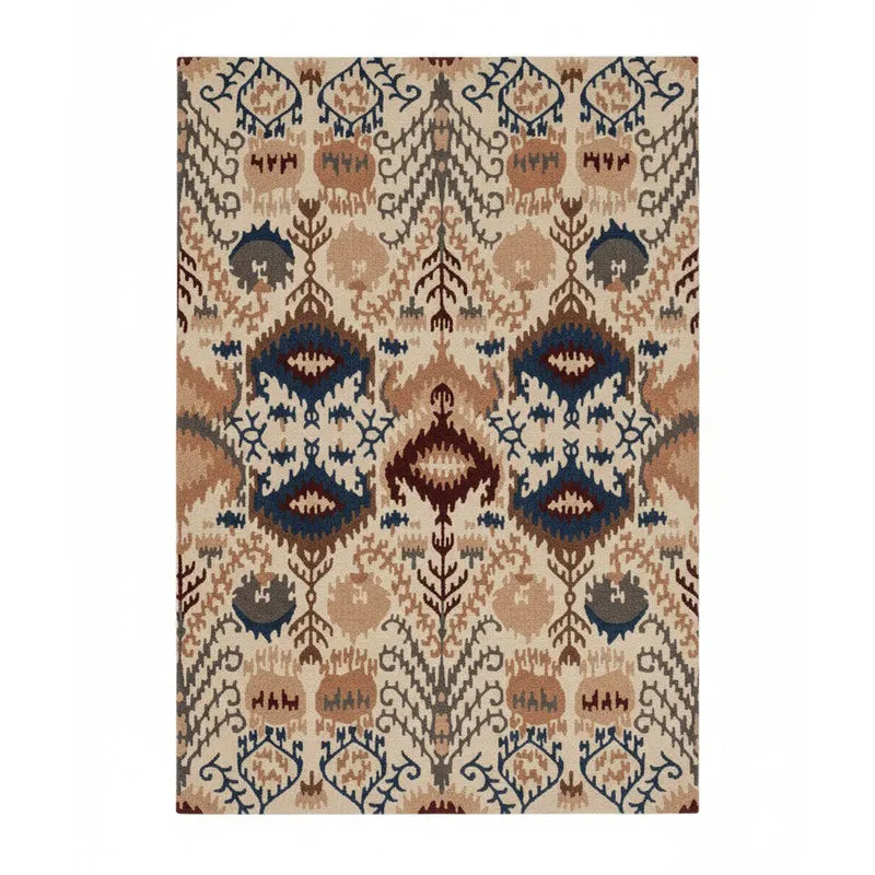 Saruman Hand Tufted Ethnic Wool & Nylon Carpet - Beige media 1