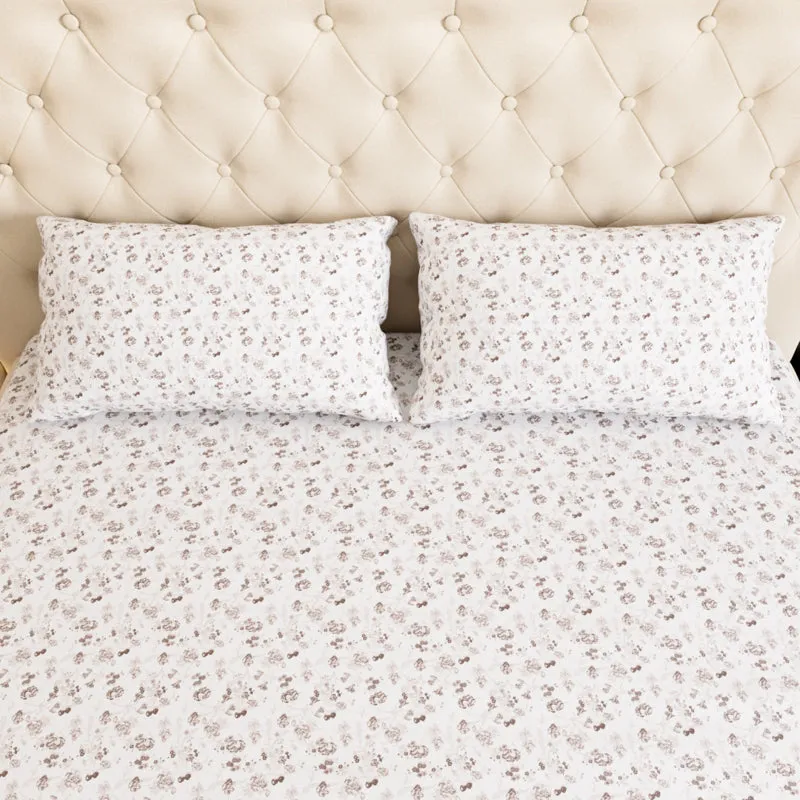Rosewood Floral Cotton Bedsheet (Brown) - 180 TC media 5