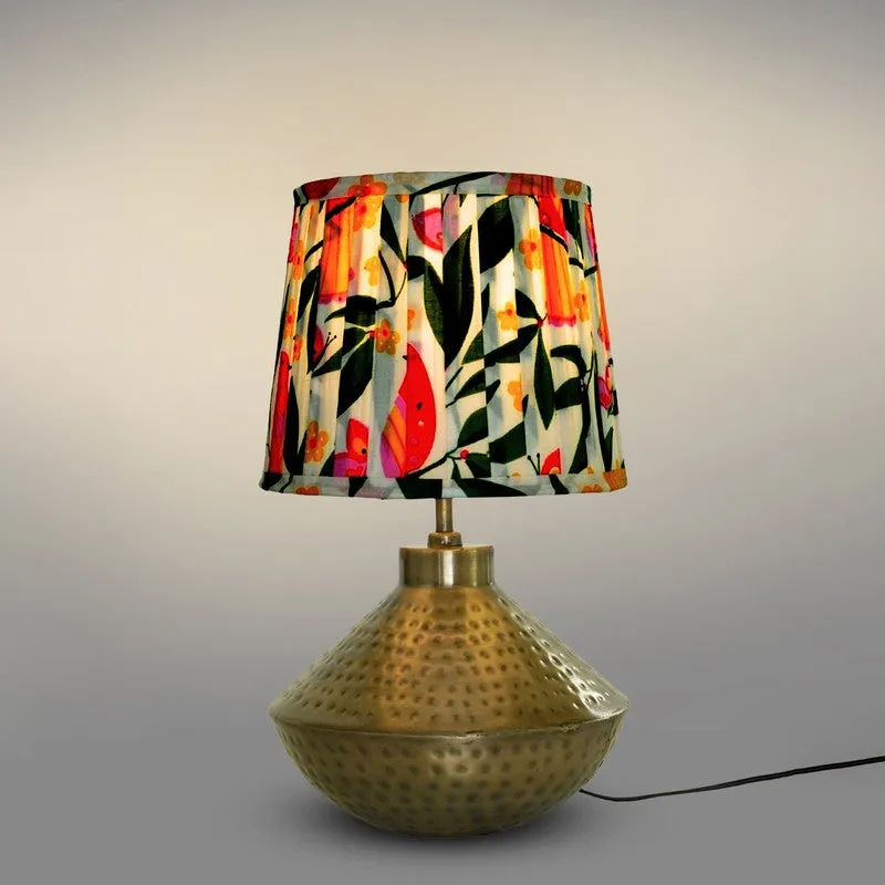 Gilded Gardenia Metal Base Cotton Table Lamp - Multicolor media 4