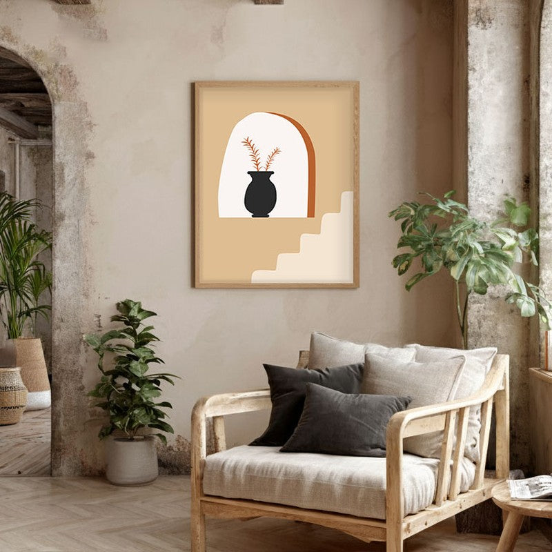 Sunlit Alcove Canvas Wall Painting With Brown Frame media 5