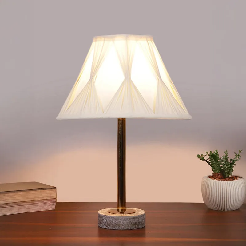 Pleatra Pinch Rodin Wooden Table Lamp - Ivory,Gold,White media 2