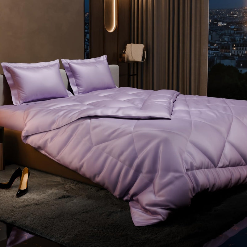 Shinique Quilted Satin Comforter (Purple) - 150 GSM