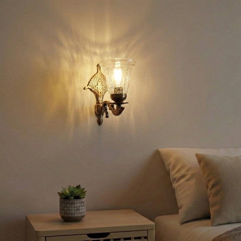 Crystal Flare Antique Base Glass  Wall Lamp
