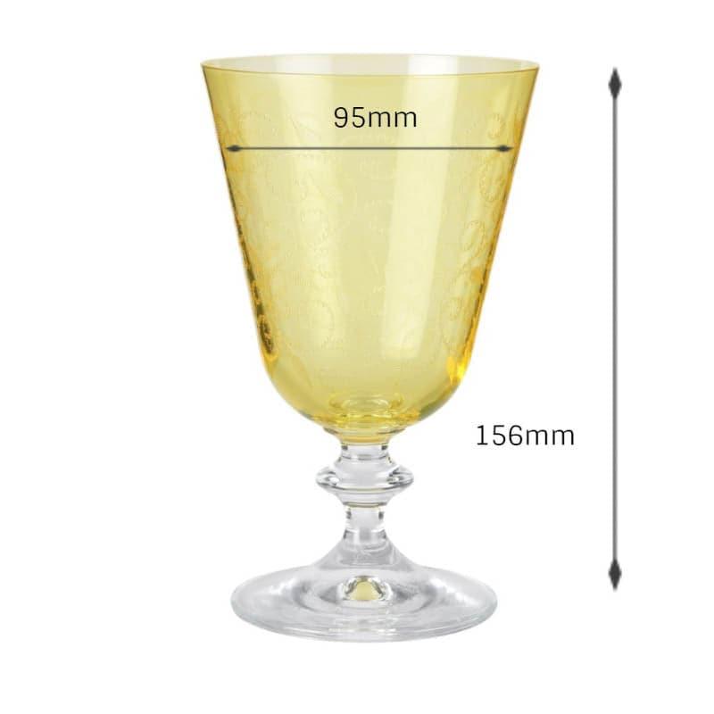 Olivia Bohemia Crystal Goblet Glasses (Yellow/350 mL Each) - Set Of Six media 5