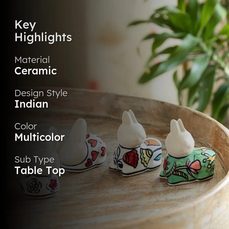 Bunny Army Ceramic Handpainted Decorative Showpiece - Set Of Four media 2