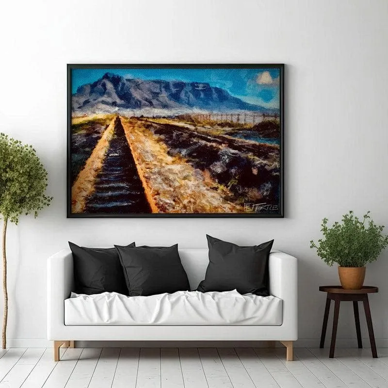 Way To The Mountains Canvas Wall Painting - Black Frame media 3