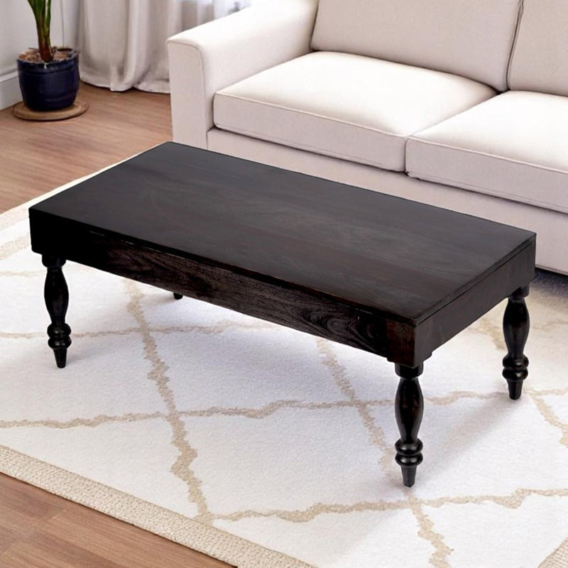 Zynex Sheesham Wooden Center Table - Black