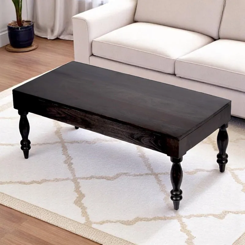 Zynex Sheesham Wooden Center Table - Black media 1