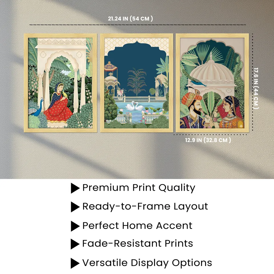 Royal Mughal Garden Wall Art Collection - Set Of Three media 4