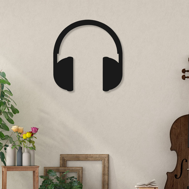 Headphones On Black Iron Wall Accent