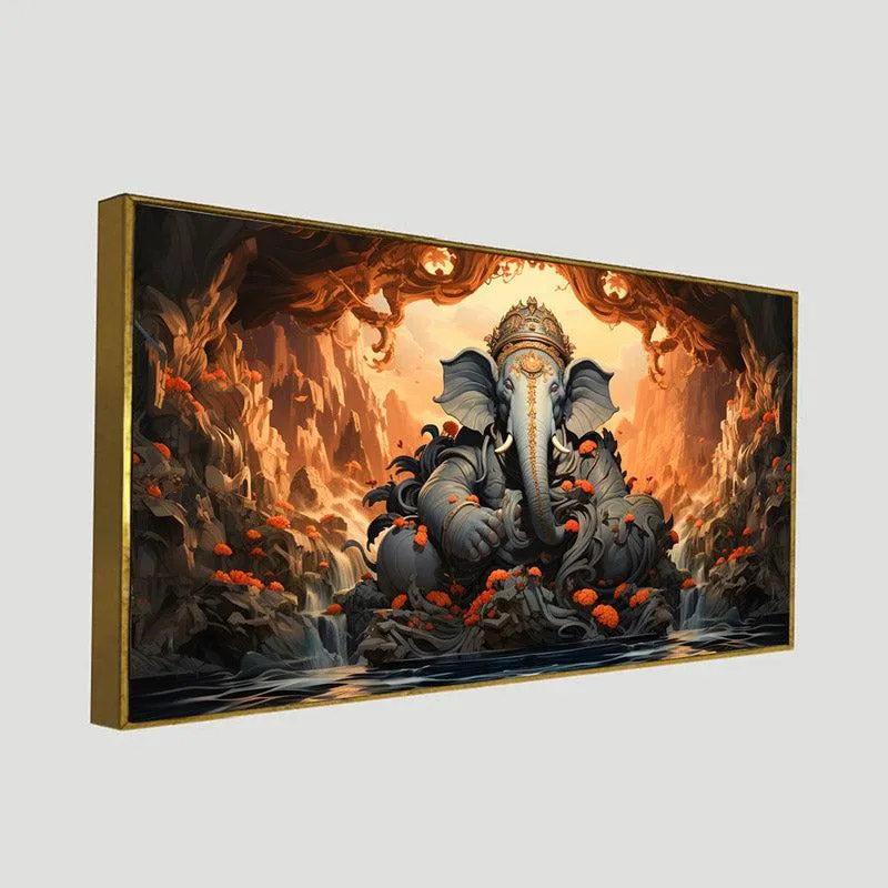 Divine Gajanana Wall Painting With Frame media 8