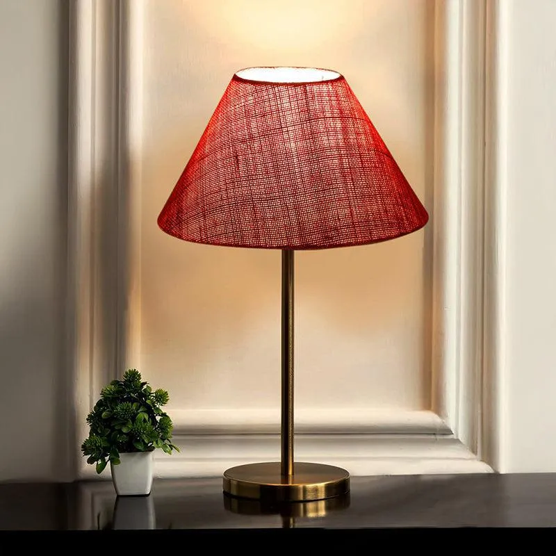 Loft Gleam Jute & Metal Table Lamp (Empire) - Red,Gold media 1
