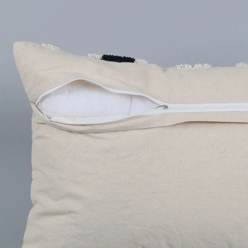 India Circus Terra SpadesTufted Cotton Cushion Cover (White & Brown)- Set Of Two media 5