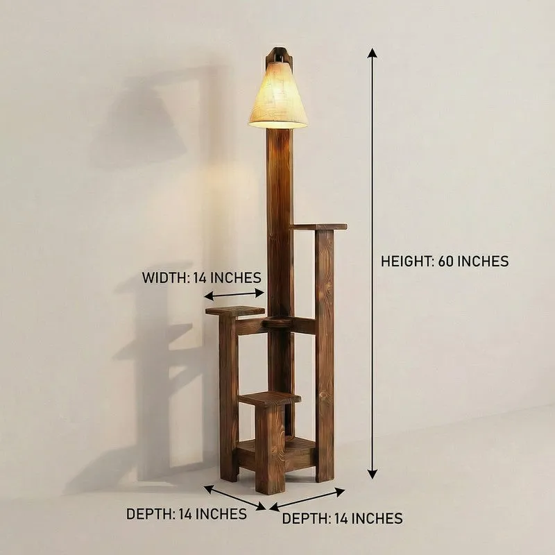 Clastre Jute & Wooden Floor Lamp With Shelves media 9