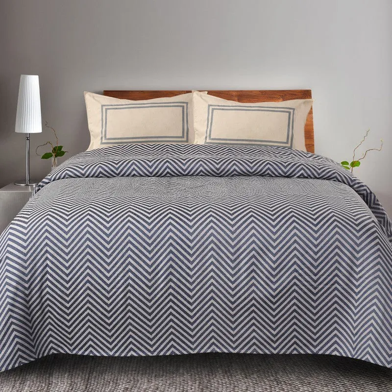Wave Whisper Cotton Bedsheet (Blue) - 224 TC media 3