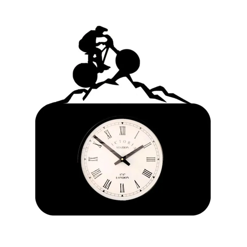 Biker Steel Analog Wall Clock - Black media 4