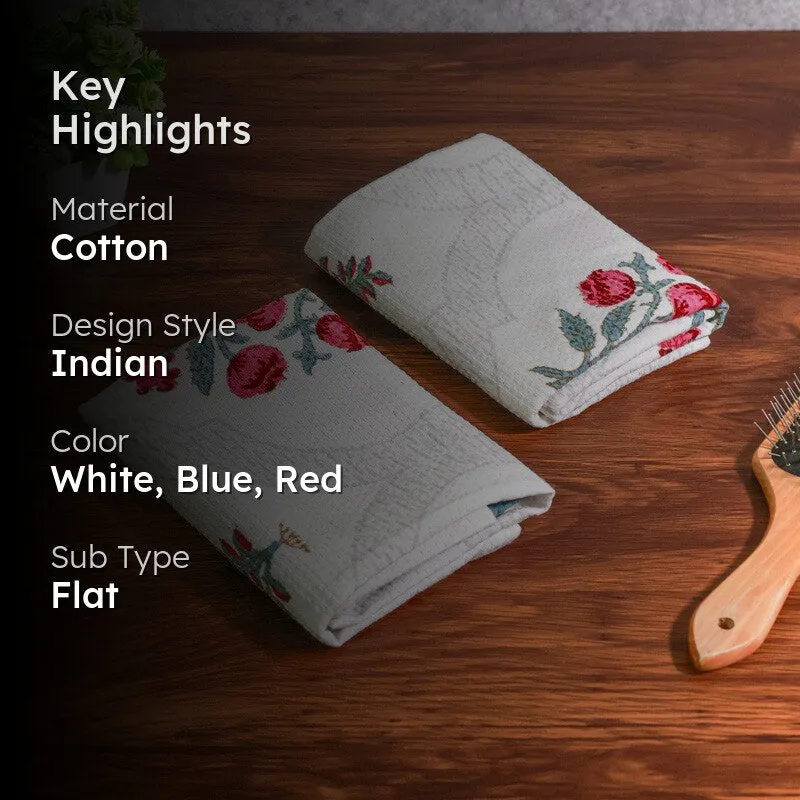 Flora Drift Cotton Hand Towel (Blue) - Set Of Two media 2