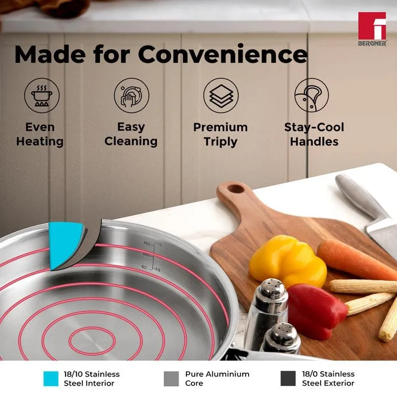 Bergner Induction Safe Frying Pan With Lid - 1800 ml/10 Inches media 7