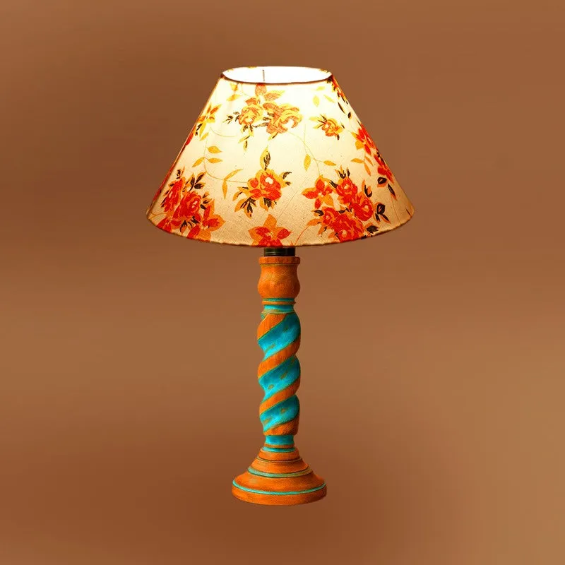 Elara Zyra Floral Wooden Table Lamp - Multicolor media 7