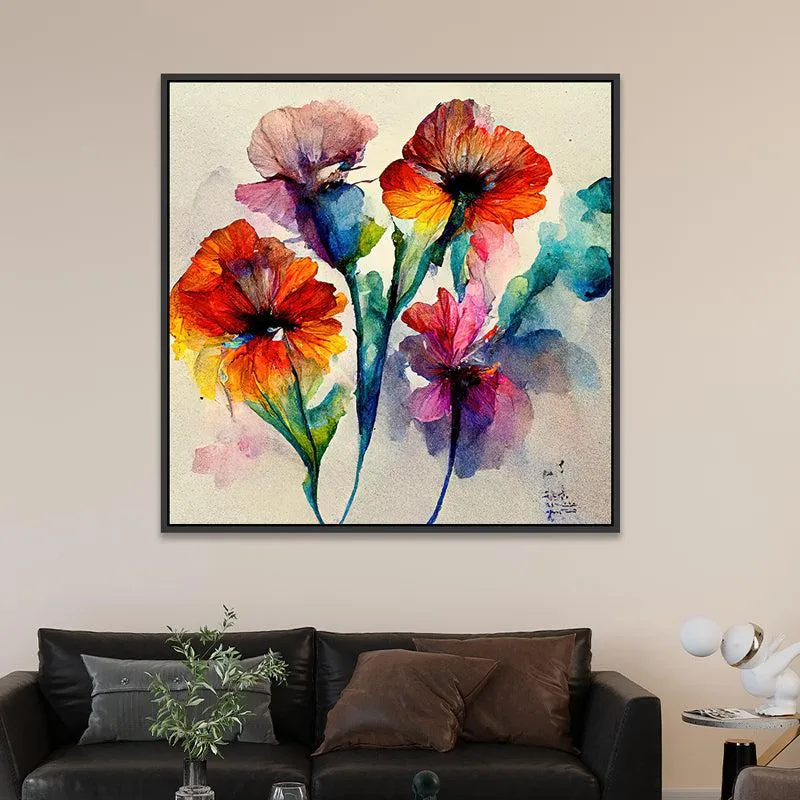 Multicolored Floral Expressionist Canvas Wall Painting media 3