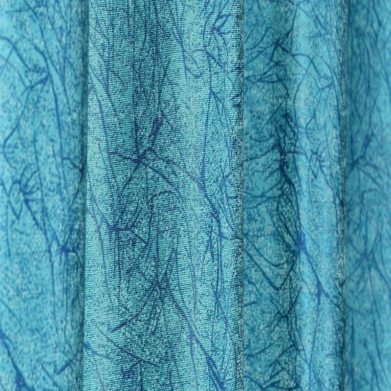 Soft Fall Printed Curtains (Blue) - Set Of Two media 5