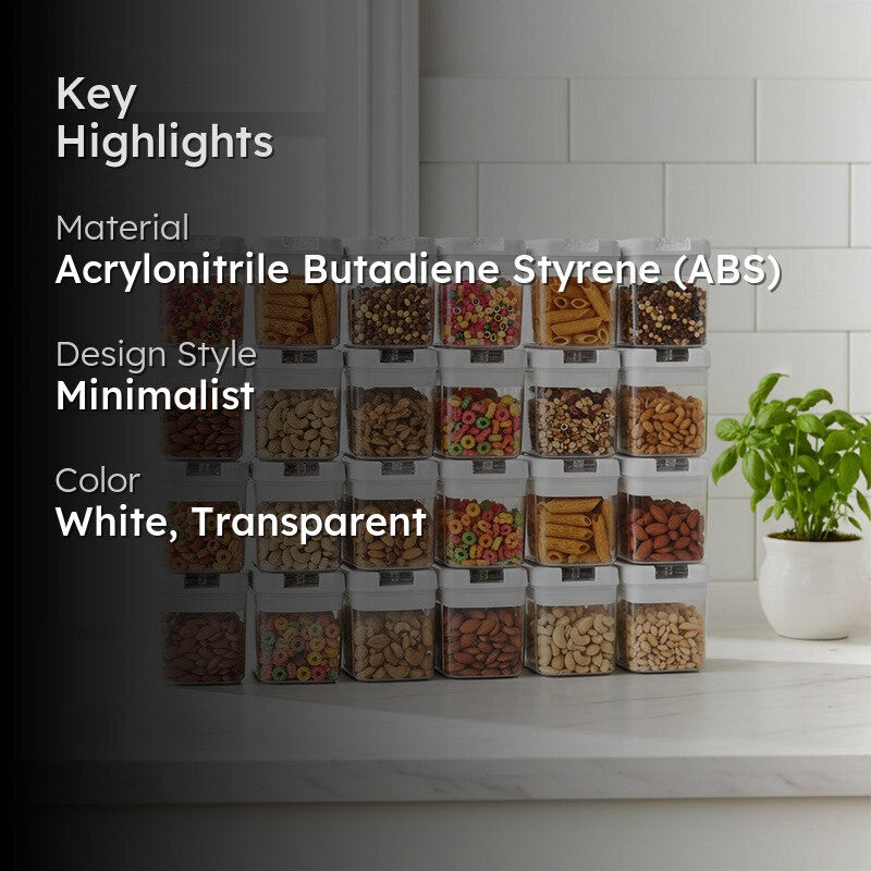 Snaplock Store Bloom Air Tight Container (White/500 mL Each) - Set of Twenty Four media 2