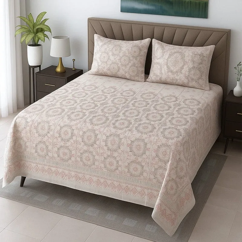 Nooraya Cotton Bedsheets (Beige) - 400 TC media 1