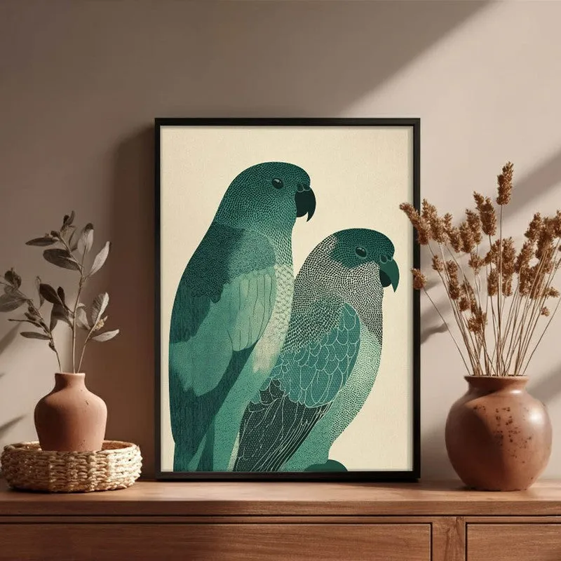 Pastel Parrot Pair Canvas Wall Painting With Black Frame media 7